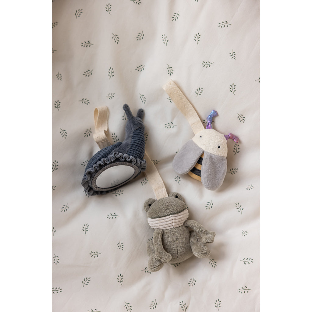 Sebra aktivitetslegetøj, 3 stk. frø, bi og snegl