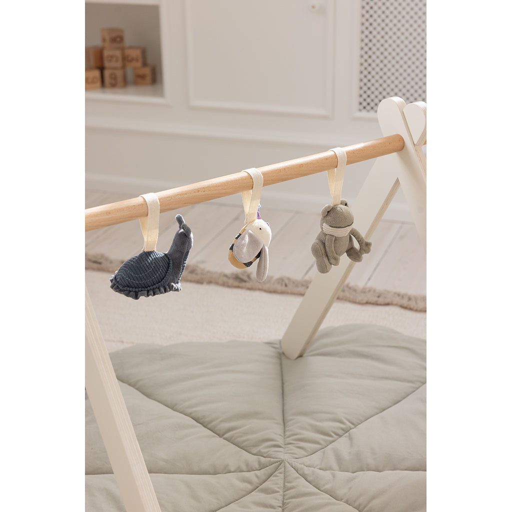 Sebra aktivitetslegetøj, 3 stk. frø, bi og snegl