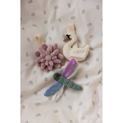 Sebra aktivitetslegetøj, 3 stk. blomst, guldsmed, svane