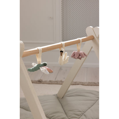 Sebra aktivitetslegetøj, 3 stk. blomst, guldsmed, svane