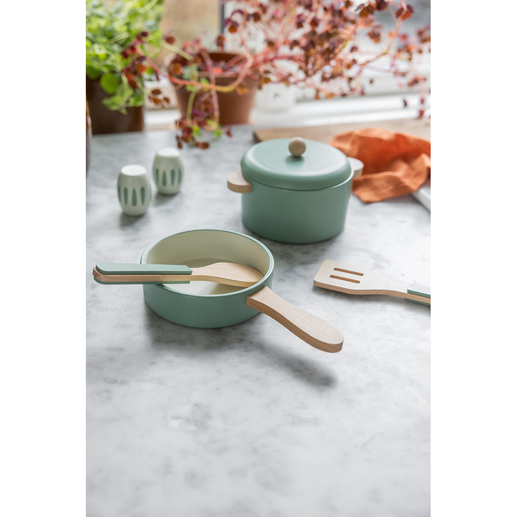 Sebra køkkengrej i træ, Køkkengryde- og pandesæt