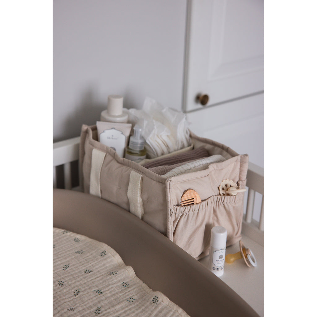 Sebra pusleopbevaringskurv i stof m hanke, Morning beige