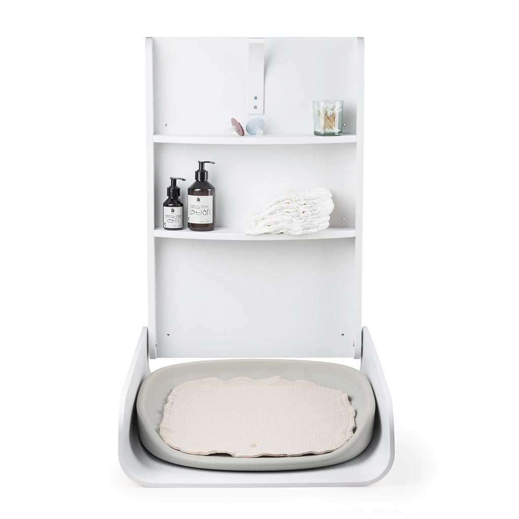 Sebra Væghængt puslebord i træ, Classic white