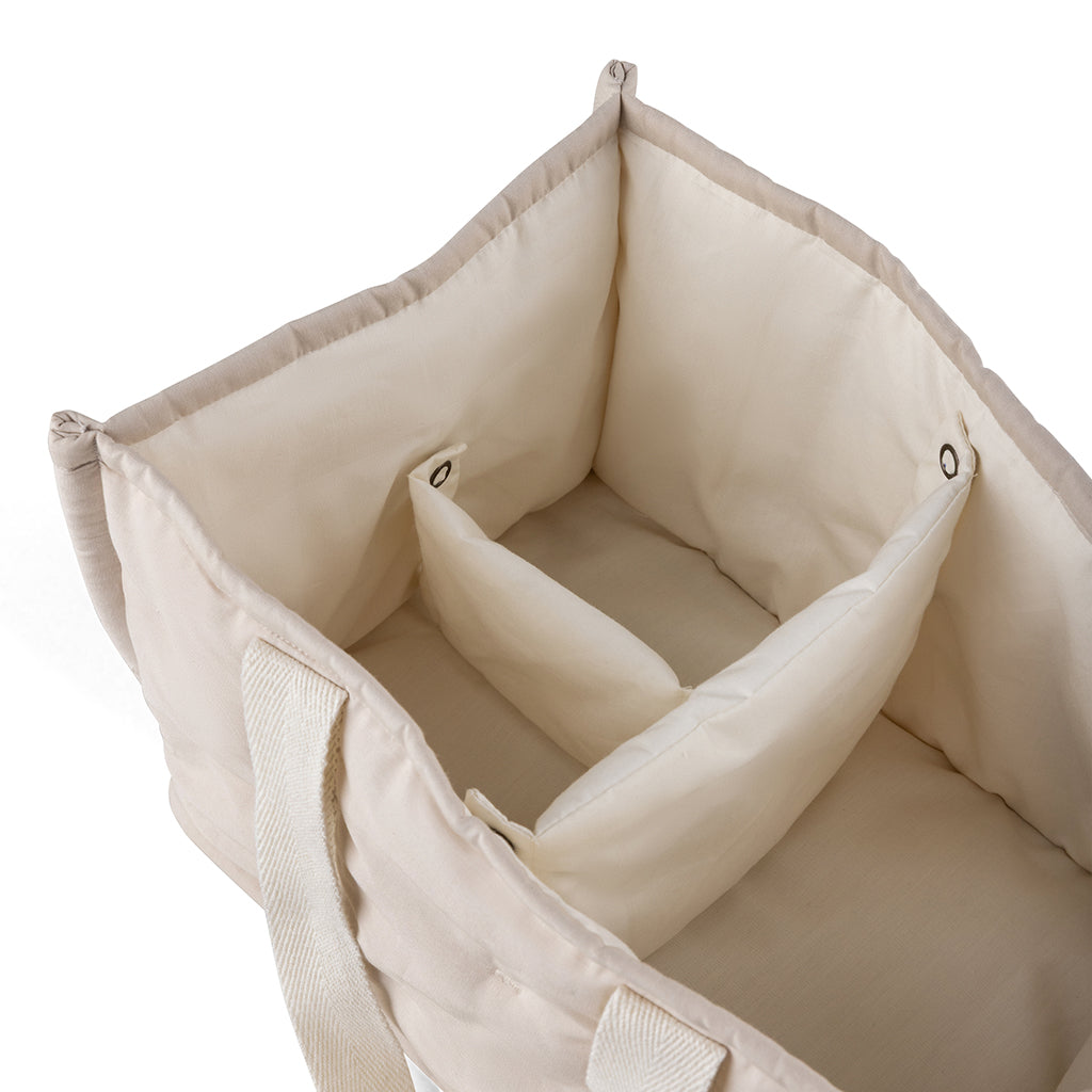 Sebra pusleopbevaringskurv i stof m hanke, Morning beige