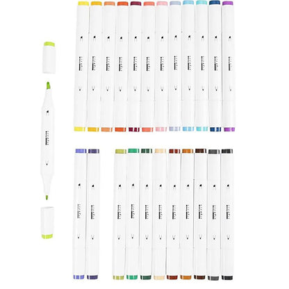 Illustration Marker, dobbelt, streg 1 + 8 mm streg, 24 stk. - Suppleringsfarver