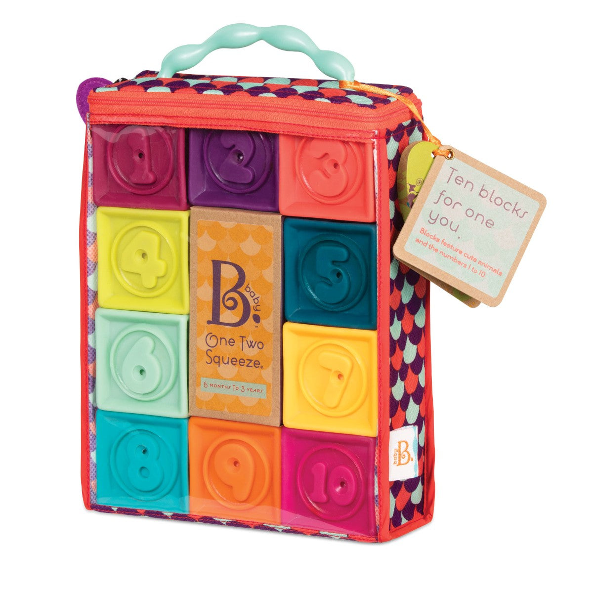 B Toys One Two Squeeze - bløde klodser, Mint