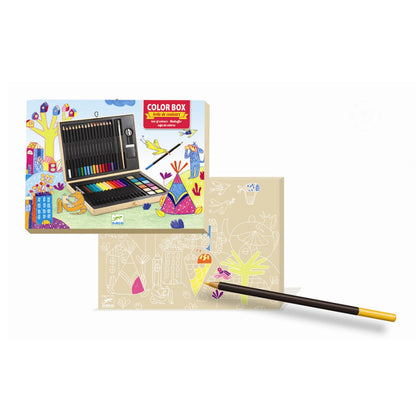 Djeco kuffert m. tegneredskaber og farver, lille