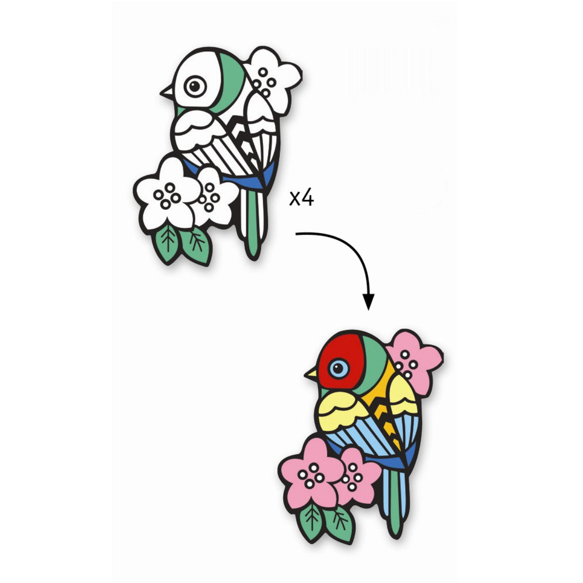 Djeco kreativ sæt, velourmaling for de mindste - Fugle