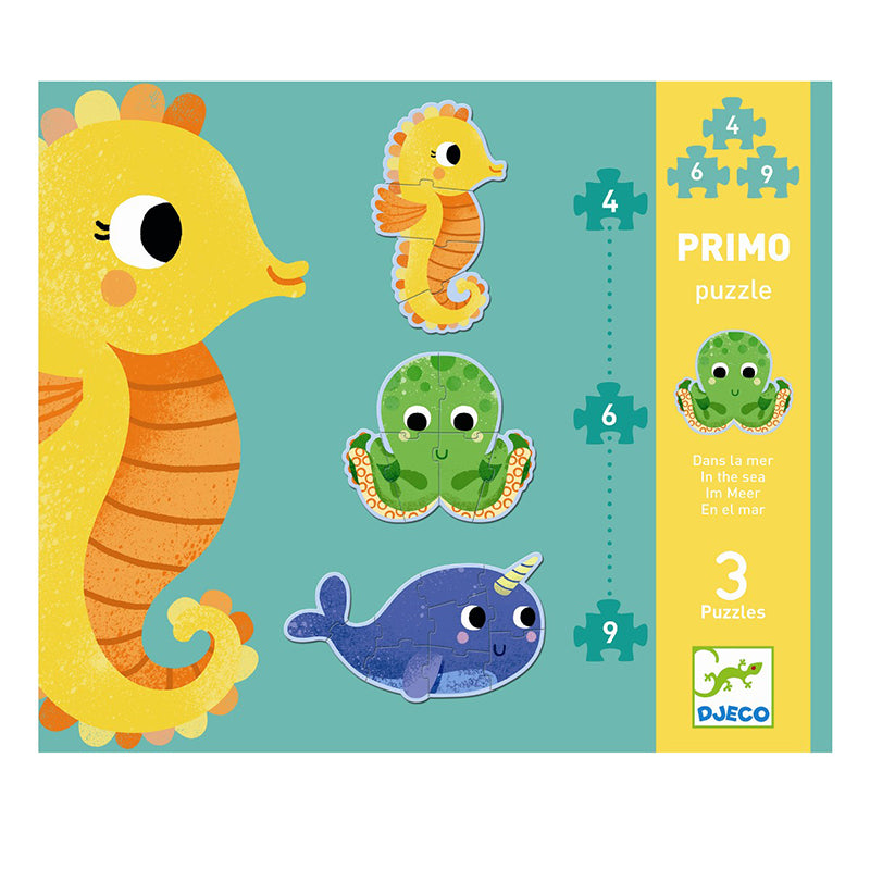 Djeco puslespil, Havets dyr - 4, 6 og 9 brikker