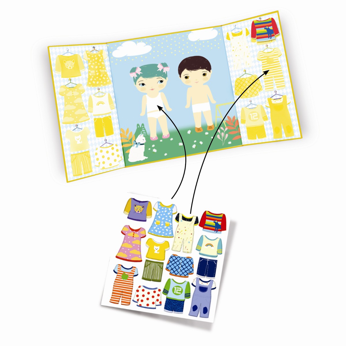 Djeco genanvendelige stickers, Tøj