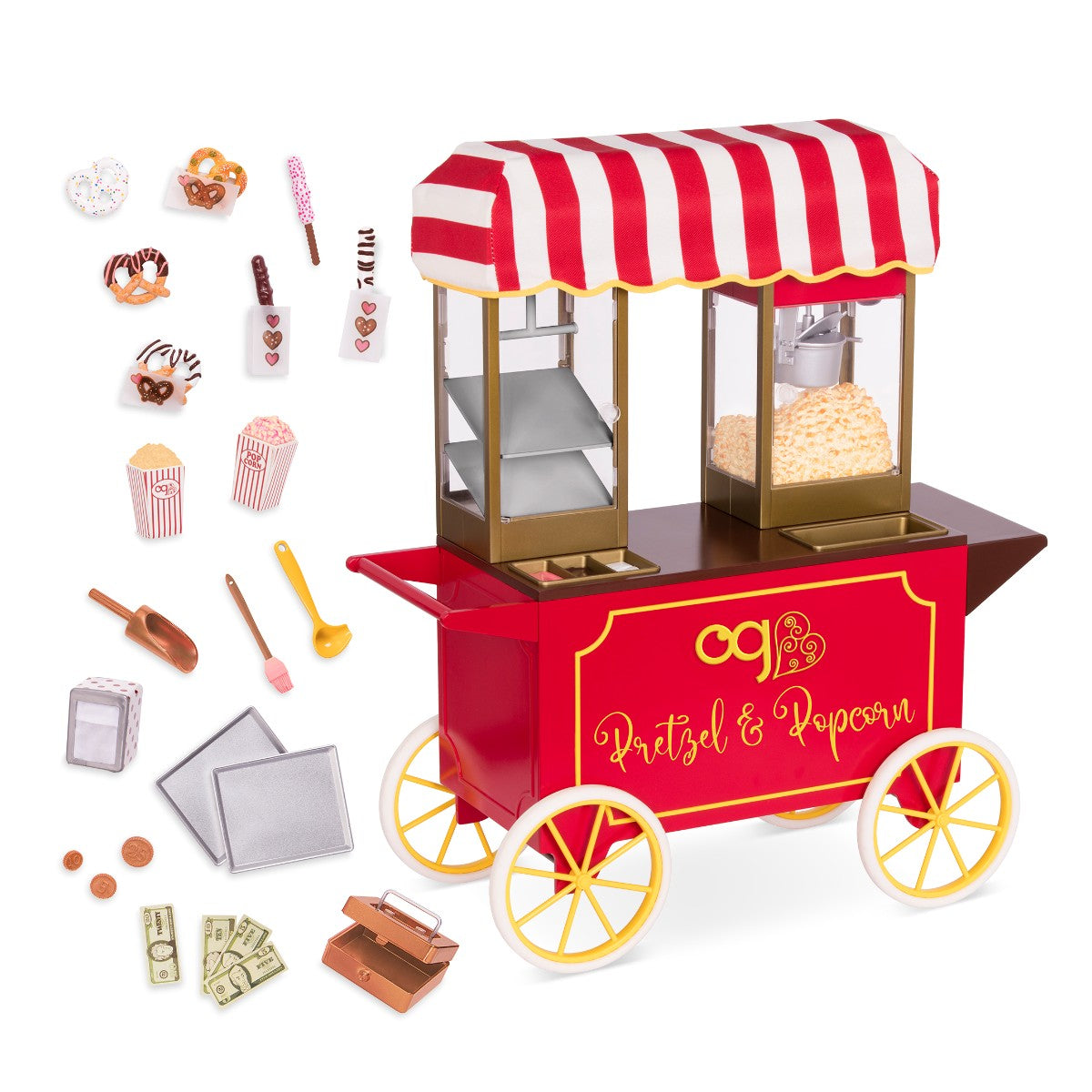 Our Generation dukketilbehør, Kringle og popcornvogn