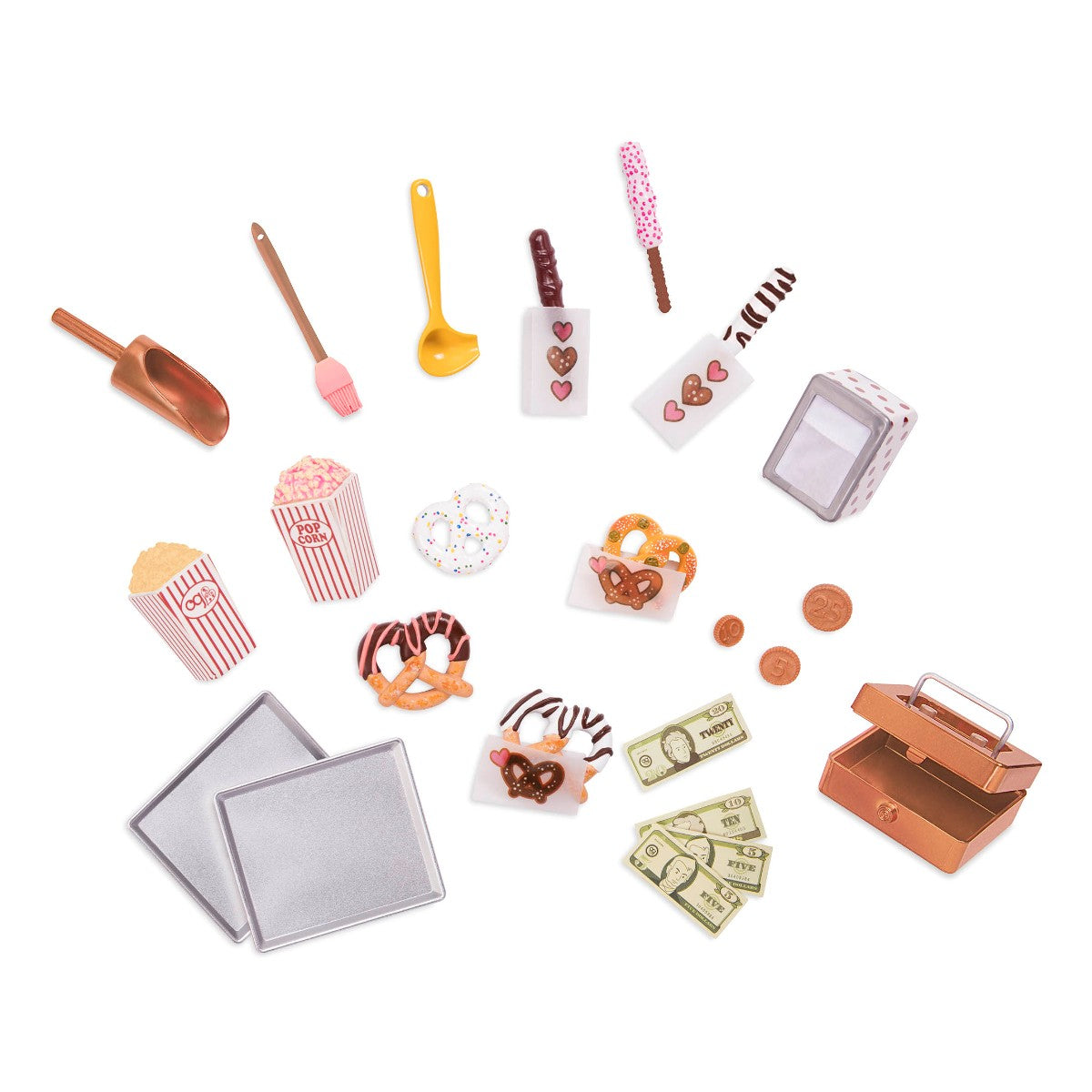 Our Generation dukketilbehør, Kringle og popcornvogn