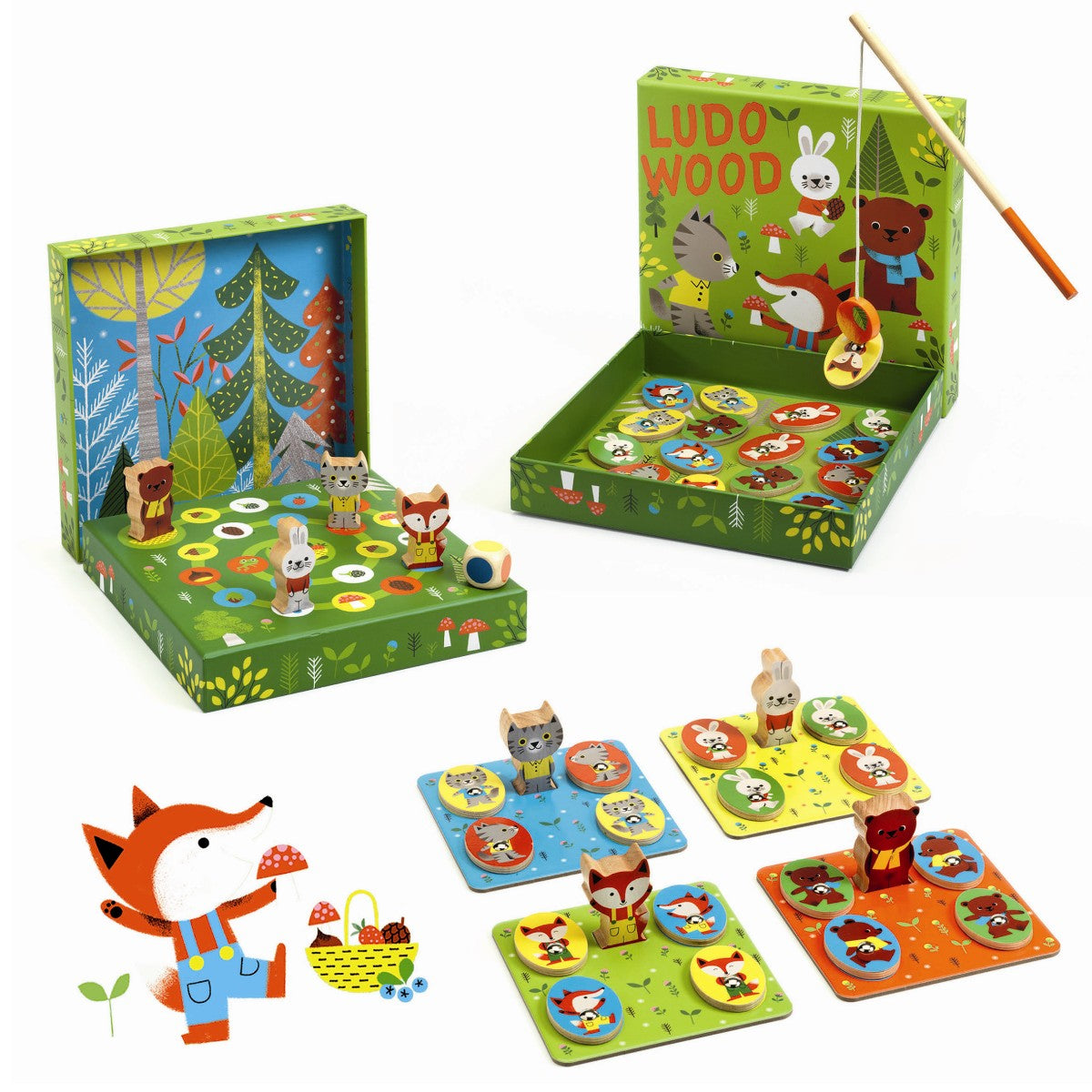 Djeco Spil, 4-i-ét - Ludo Wood
