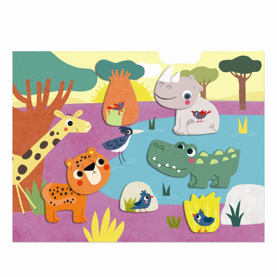 Djeco aktivitetssæt - kreativ collage, dyr