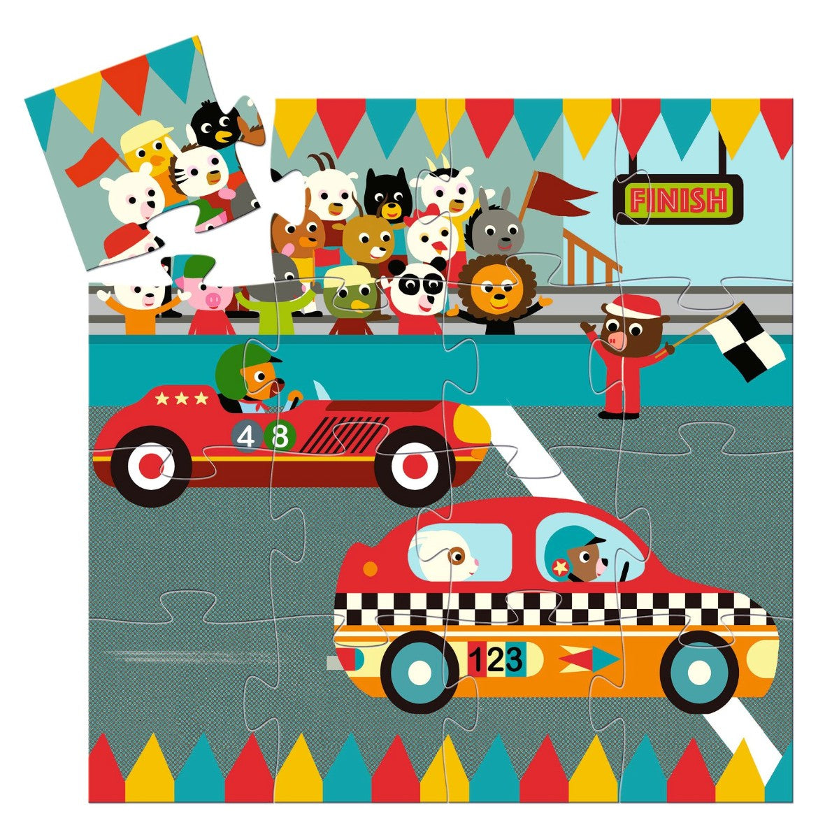 Djeco silhuetpuslespil, Racerbilen - 16 brikker