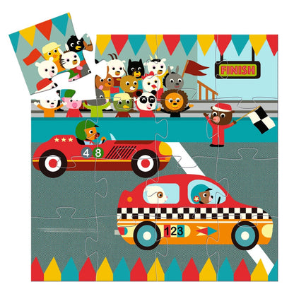 Djeco silhuetpuslespil, Racerbilen - 16 brikker