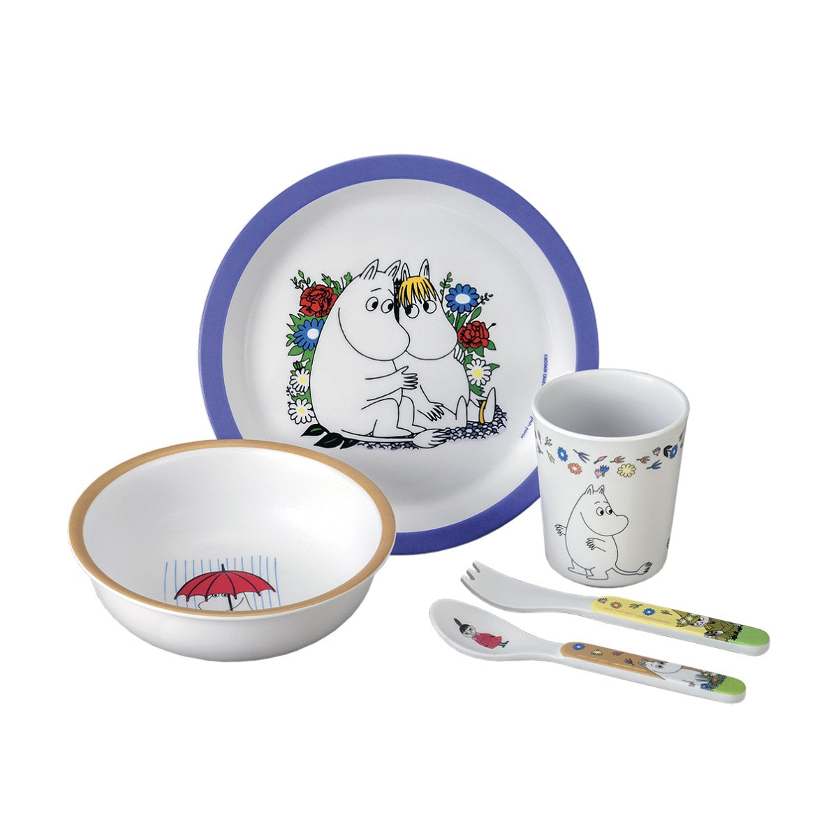 Petit Jour Paris børneservice i gaveæske m. 5 dele, Mumi - Blå