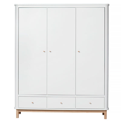 Oliver Furniture Wood klædeskab m 3 døre, hvid/eg - højde 204 cm