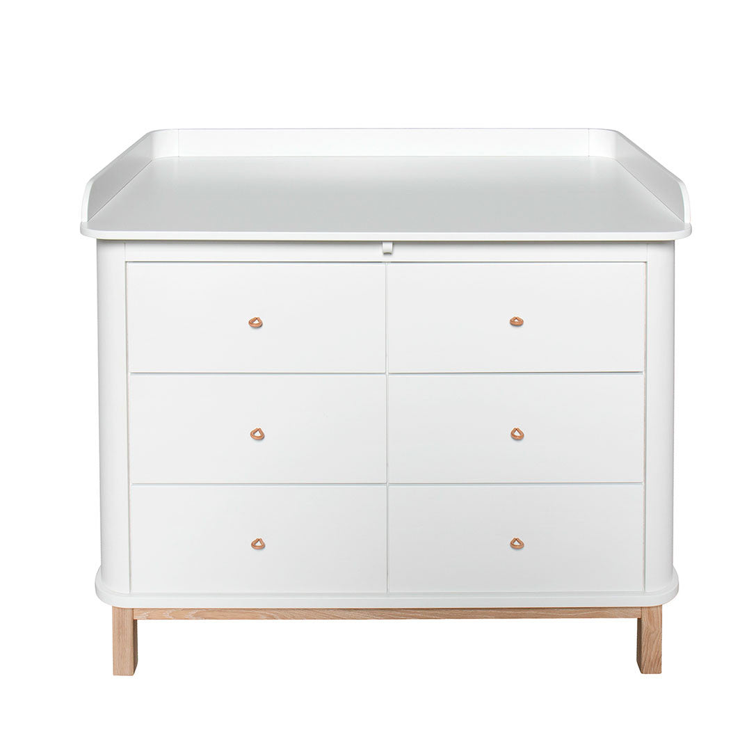 Oliver Furniture Wood puslekommode, m. stor plade - hvid/eg