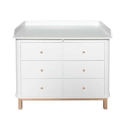 Oliver Furniture Wood puslekommode, m. stor plade - hvid/eg