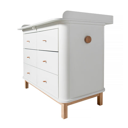 Oliver Furniture Wood puslekommode, m. stor plade - hvid/eg