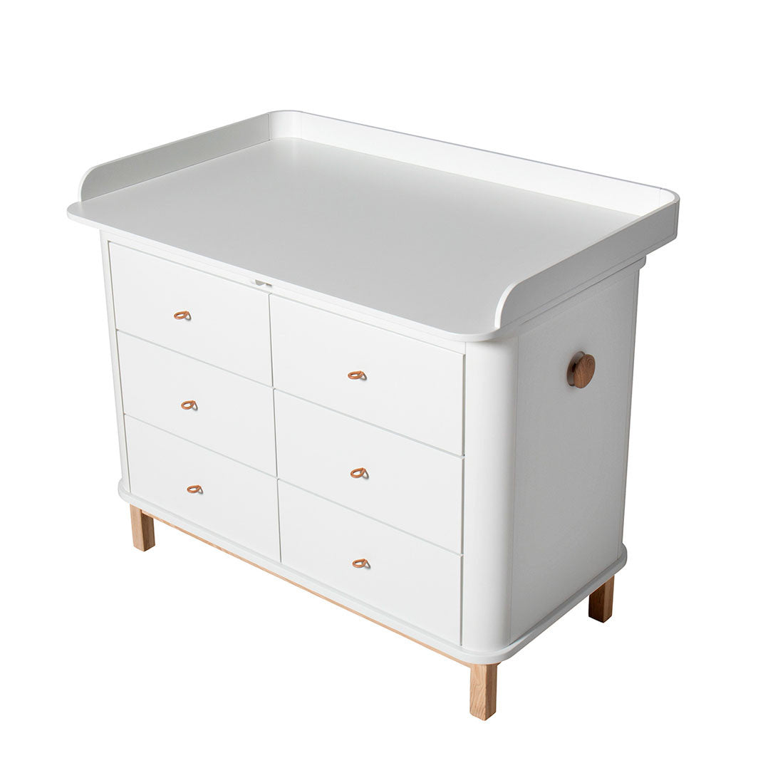 Oliver Furniture Wood puslekommode, m. stor plade - hvid/eg