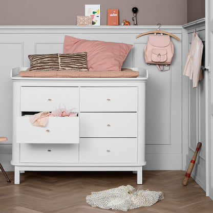 Oliver Furniture Wood puslekommode, m. stor plade - hvid