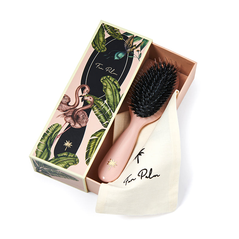 Fan Palm hårbørste, Paradise, Small -  Rose glitter