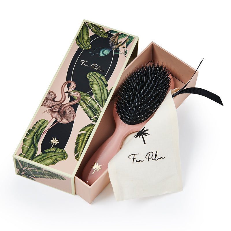 Fan Palm hårbørste, Blush - Medium blush pink glitter