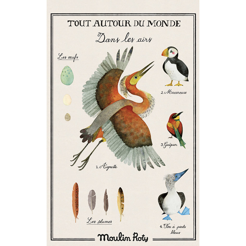 Moulin Roty plakat, Tout autour du monde, Dans les airs - 50 x 80 cm