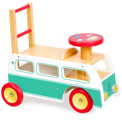 Vilac gåvagn i trä, 2-i-1 – retro buss