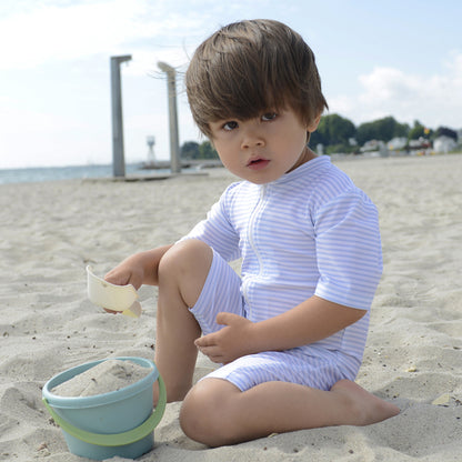 Petit Crabe UV dragt m. lynlås, Natsu, Baby blue/white - 0-8 år