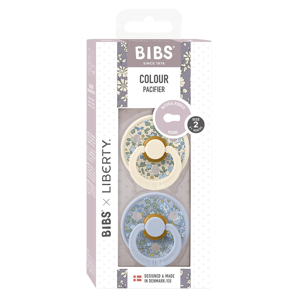 Bibs Liberty, 2-pak Colour, sutter i naturgummi, str. 2 - Eloise - Dusty Blue Mix