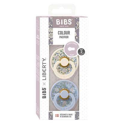 Bibs Liberty, 2-pak Colour, sutter i naturgummi, str. 2 - Eloise - Dusty Blue Mix