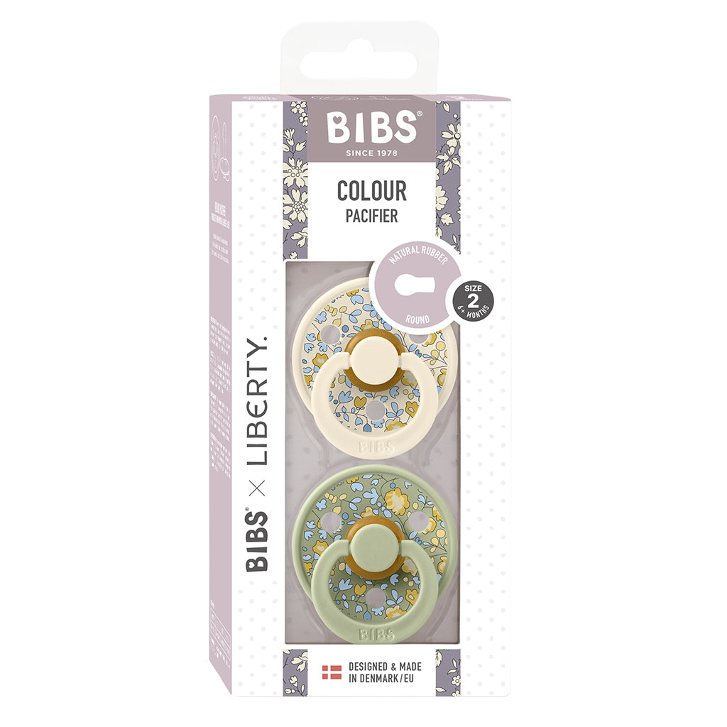 Bibs Liberty, 2-pak Colour, sutter i naturgummi, str. 2 - Eloise - Sage Mix