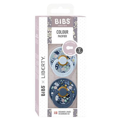 Bibs Liberty, 2-pak Colour, sutter i naturgummi, str. 2 - Chamomile Lawn - Baby Blue Mix