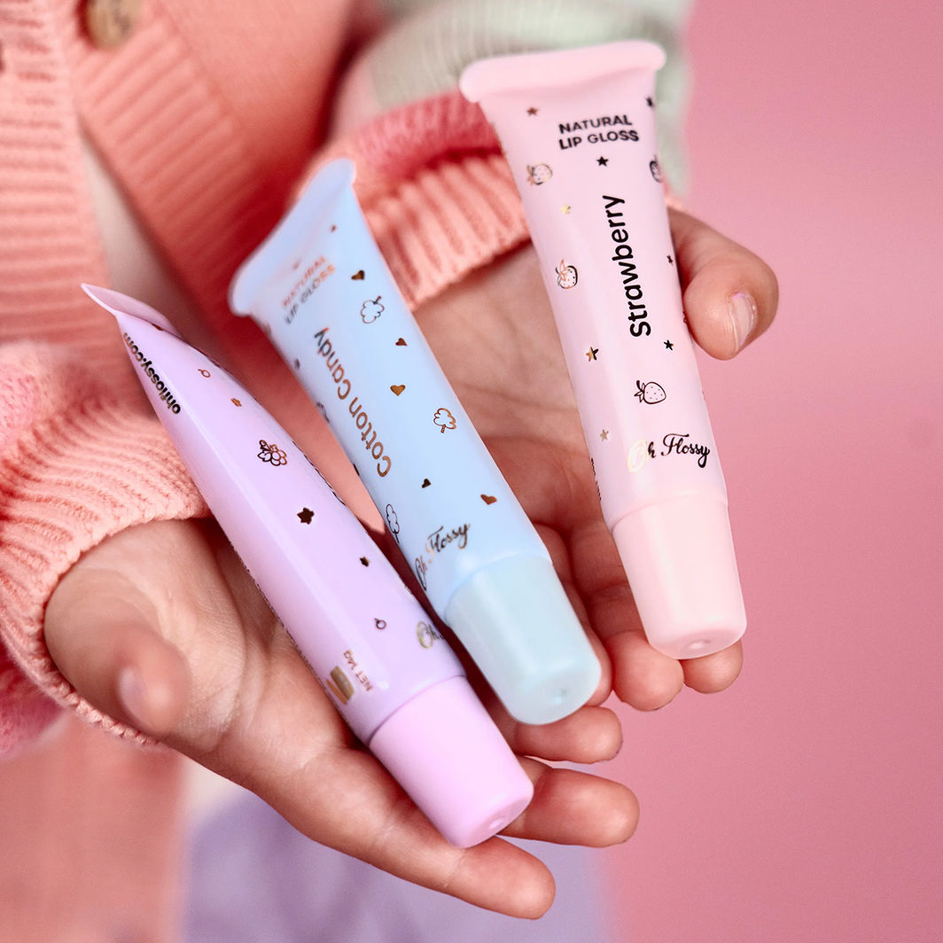 Oh Flossy Naturlig Lip Gloss til børn, Sæt med 3 farver