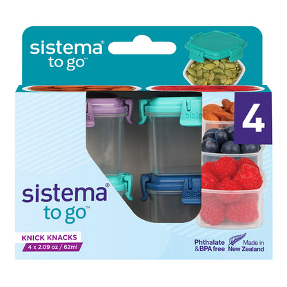 Sistema Mini Snackbøtter to go, Knick Knack 62ml - 4-pak
