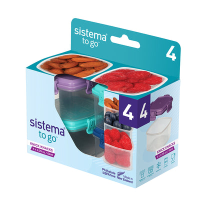 Sistema Mini Snackbøtter to go, Knick Knack 62ml - 4-pak