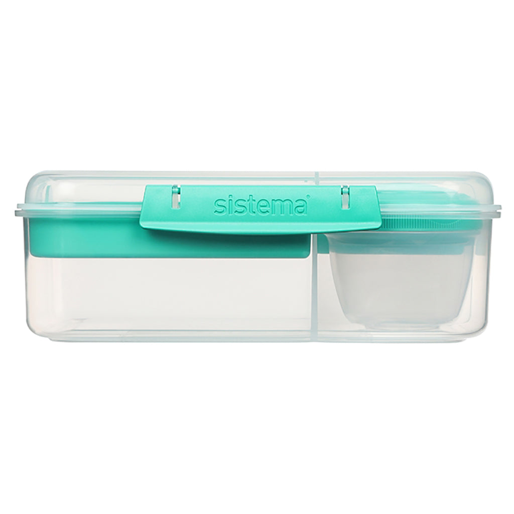 Sistema Bento Lunch madkasse m 3 rum og et yoghurtbæger, 1.65L - Minty teal