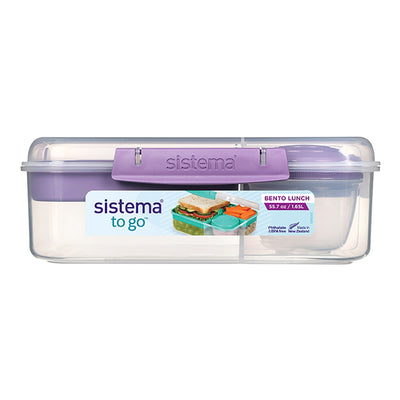 Sistema Bento Lunch madkasse m 3 rum og et yoghurtbæger, 1.65L - Misty purple