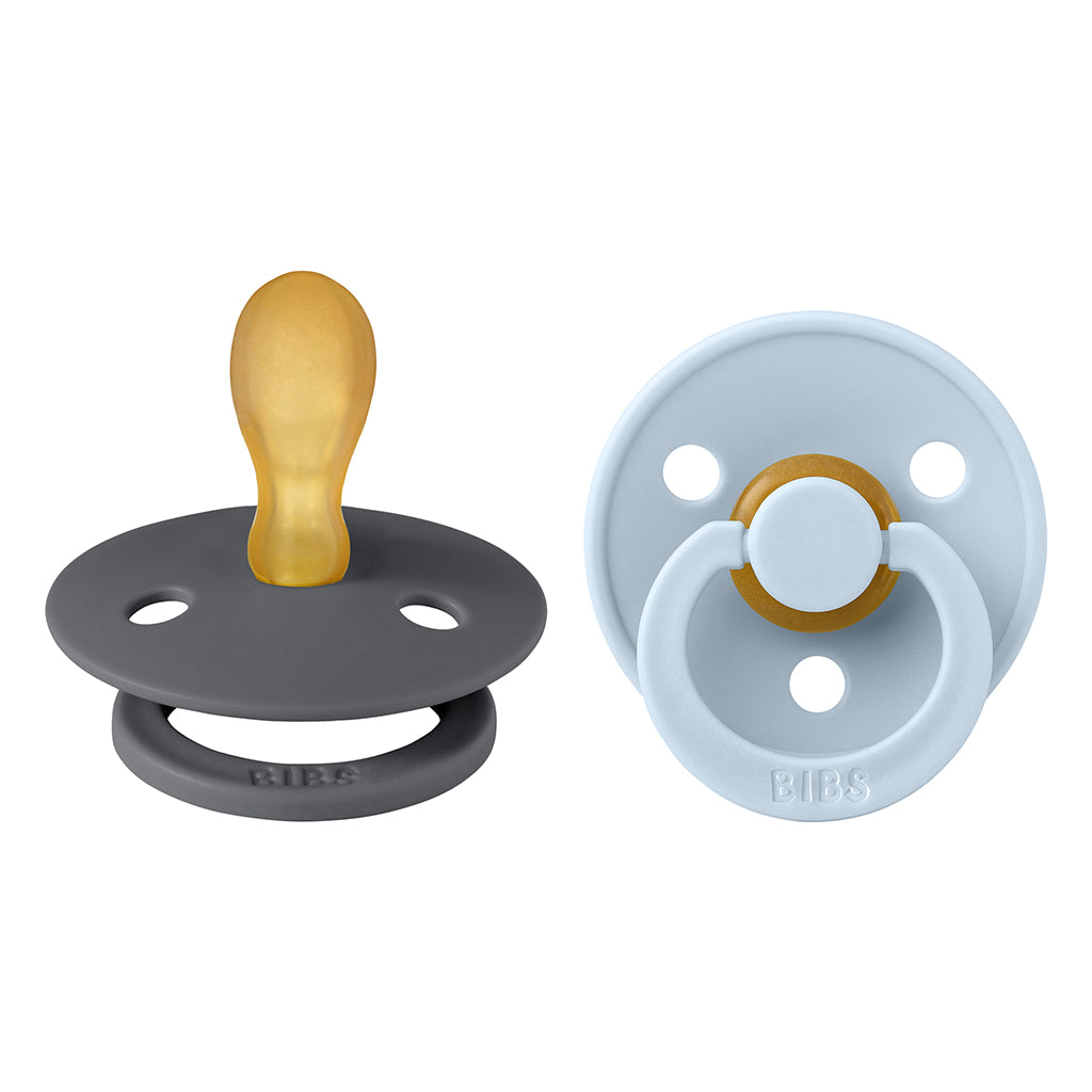 Bibs 2-pak, sutter i naturgummi, str. 2 - Iron/Baby blue