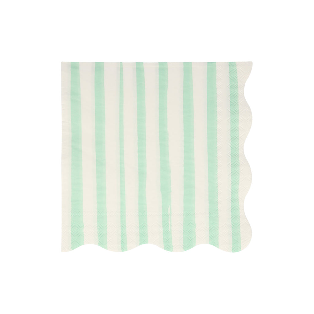 Meri Meri servietter str. L, Mint stripe - 16 stk.