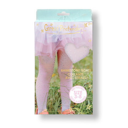 Great Pretenders udklædningstøj, Strømpebukser med rhinsten - lyserød/blå  Str. 3-8 år.