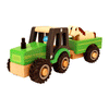 Magni Traktor i træ med anhænger og dyr, gummihjul