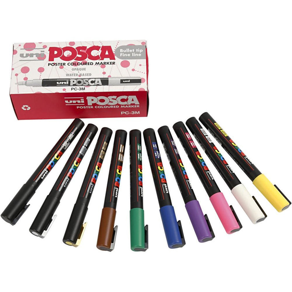 Posca Tuscher, streg 0.9-1.3 mm - 12 stk. ass farver