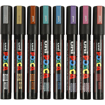 Posca Tuscher, streg 2.5 mm - 8 stk. Metallic