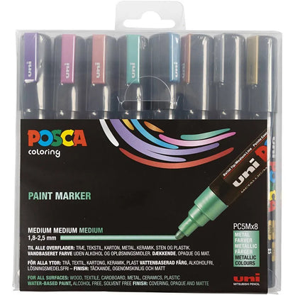 Posca Tuscher, streg 2.5 mm - 8 stk. Metallic