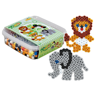 Hama Maxi 600 perler og 2 plader Løve/Elefant i bøtte