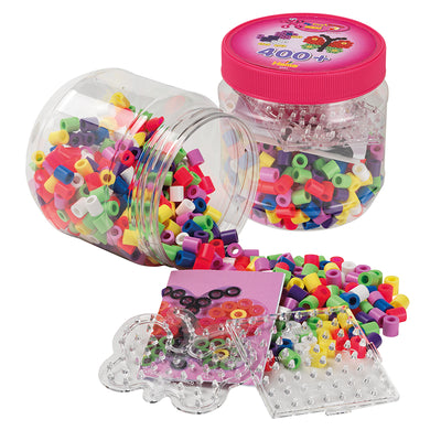Hama Maxi perler og perleplade i bøtte, pink - 400 perler